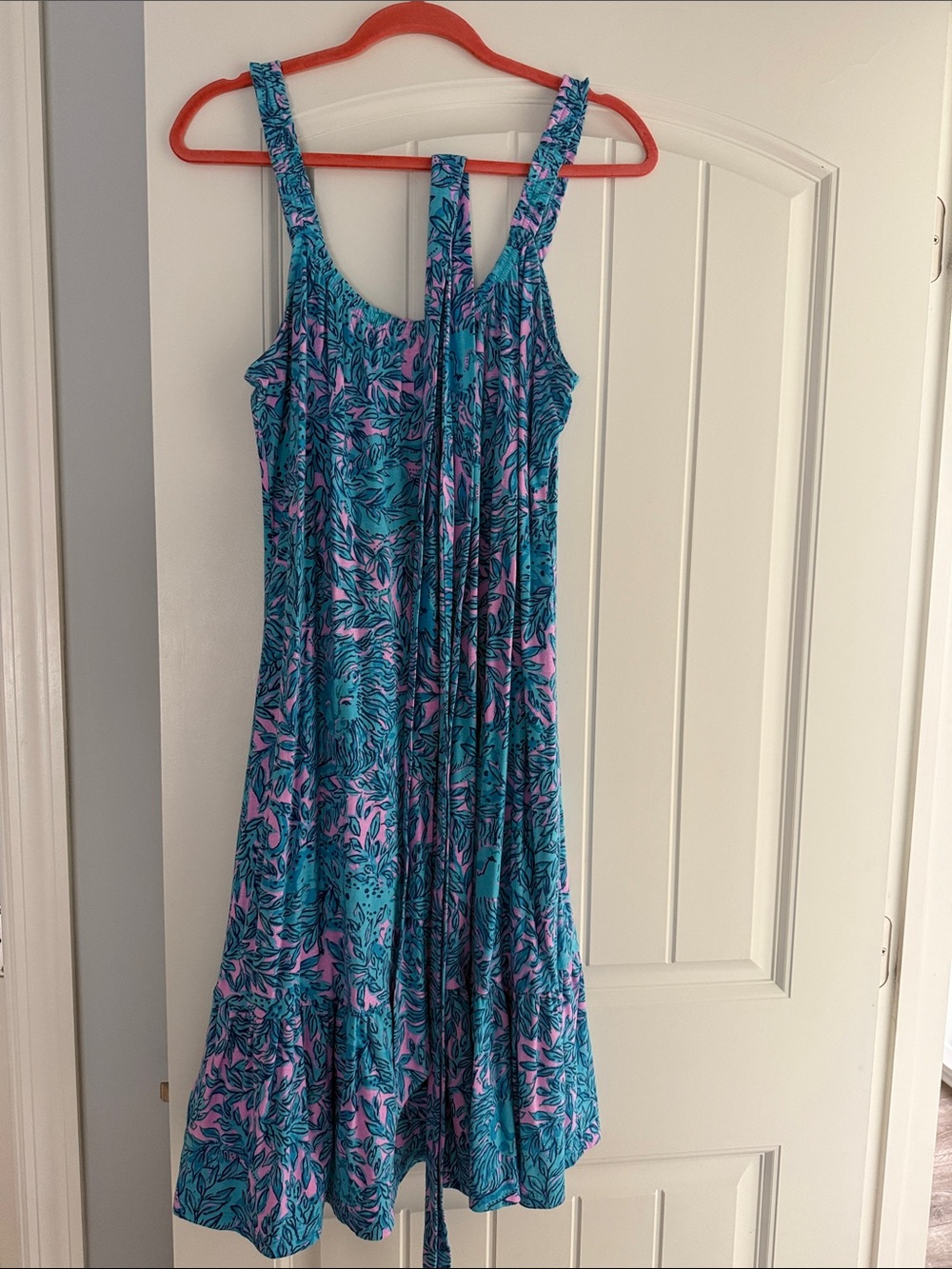 Lilly Pulitzer Collins Dress in Teal and Pink Lion Print